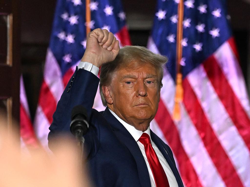 (FILES) Former US President Donald Trump gestures after delivering remarks at Trump National Golf Club Bedminster in Bedminster, New Jersey, on June 13, 2023. Donald Trump was indicted on August 1, 2023 over his efforts to overturn the results of the 2020 election -- the most serious legal threat yet to the former president as he campaigns to return to the White House. (Photo by Ed JONES / AFP)