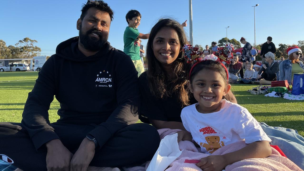 Suresh, Lakshi and Siana Chandrasekhar on the Wonthaggi oval.