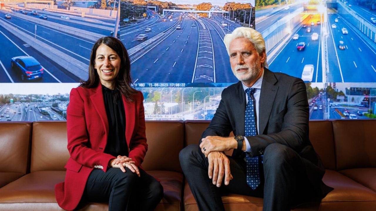 Transurban CEO Michelle Jablko and her predecessor Scott Charlton.Picture: Supplied