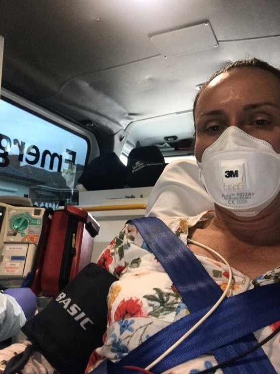 Anna Liptak in an ambulance. She spent five days in Flinders Medical Centre.