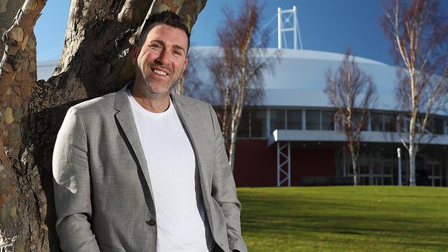 Justin Hickey, outside the Derwent Entertainment Centre, is throwing his money behind the state's NBL bid. Picture: SAM ROSEWARNE