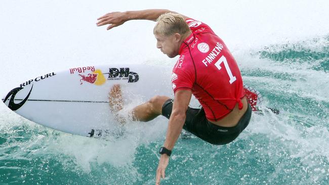 Mick Fanning was knocked out of the Quiksilver Pro in the quarter-finals. Photo: Richard Gosling