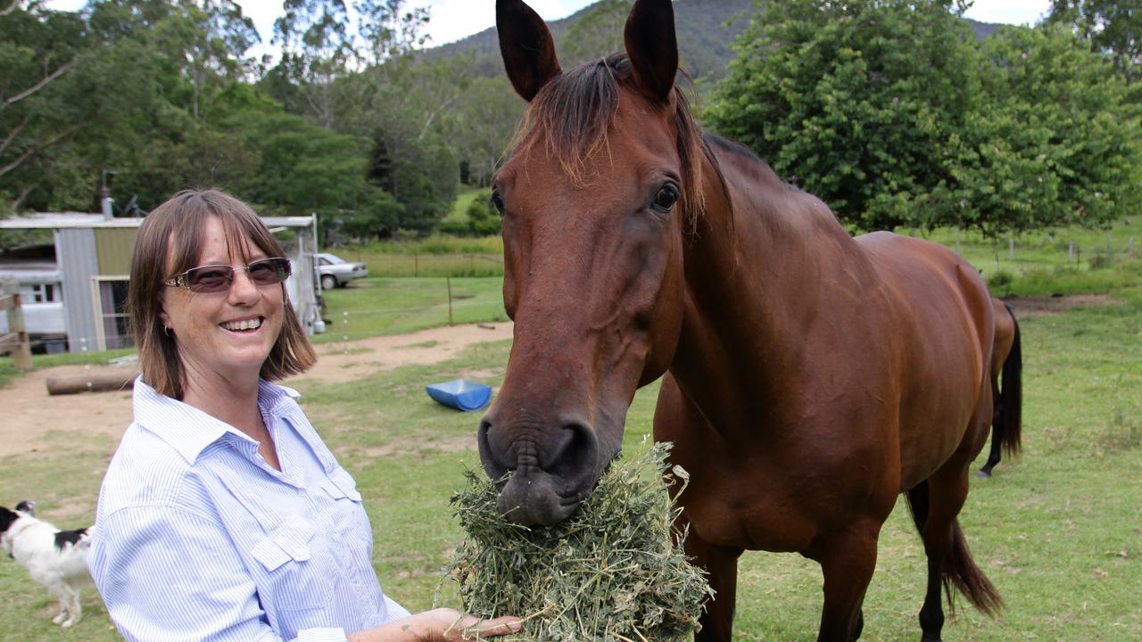 Jo Scott’s Anderleigh property has been marked for a high voltage transmission line to connect a wind farm to the Woolooga substation. Picture: Cade Mooney / Sunshine Coast Daily