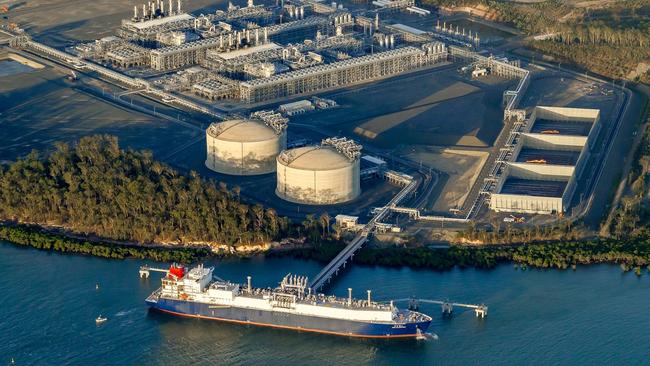 An aerial shot of the Curtis Island LNG facility in Queensland.