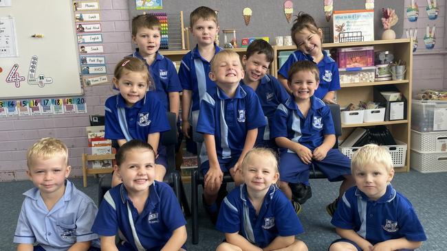 Dalby State School, Prep A 2022. Back row (L-R) Parker, Dylan, Rohan, Violet. Middle (L-R) Indi, Wilson, James. Front row (L-R) Henry, Jaiesha, Kaylee, Yzak. Picture: Emily Devon.