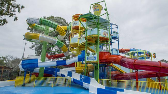 Big 4 Holiday Park in Helensvale is hosting the grand opening of its huge new waterpark - "the southern hemisphereÕs biggest water park located inside a holiday park" with combined slide length of 317m.   Picture: Jerad Williams