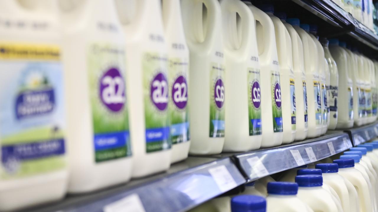 Stock images of milk at the supermarket. Picture: NCA NewsWire / Martin Ollman