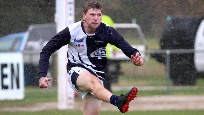 Jonathan Ferri in action for Melton Centrals. Picture: Hamish Blair