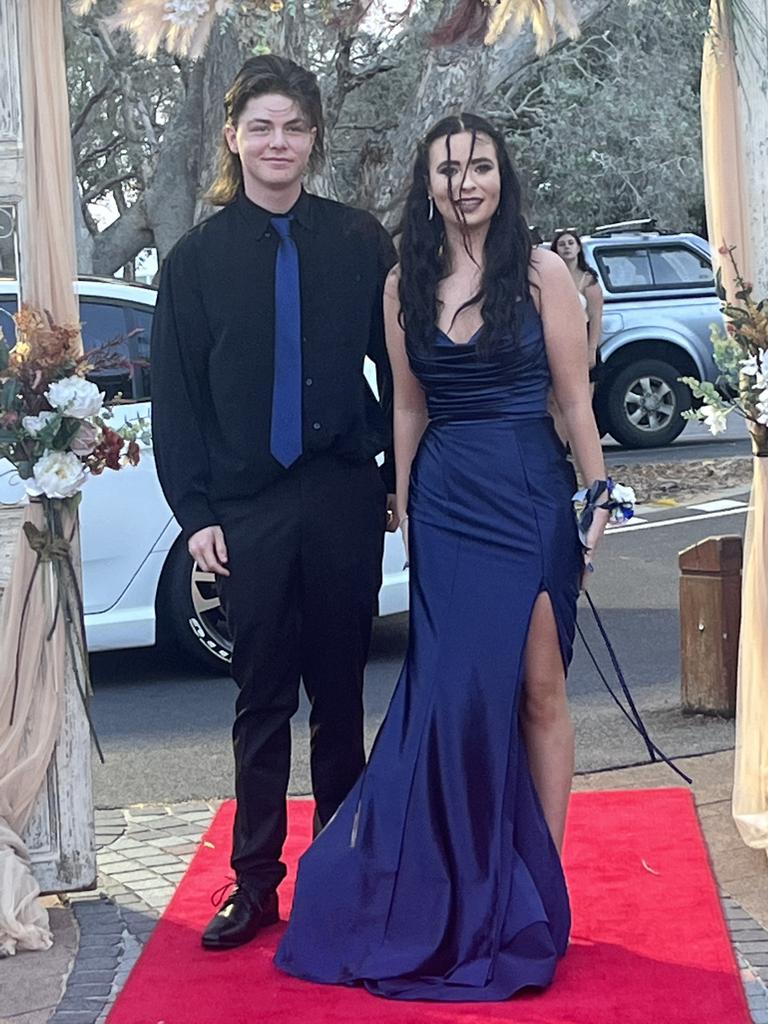 Scott Neil and Hailey Marsh arrive at the Hervey Bay State High School formal.