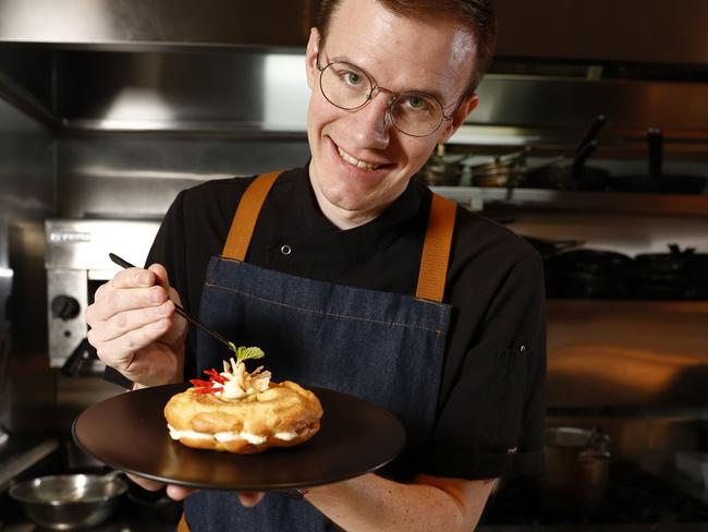 DAILY TELEGRAPH 31ST MAY 2024Pictured at the Coronation Club in Burwood is chef Theo Peron with his Paris-Brest dessert dish which he is entering in the 2024 Perfect Plate Awards.Picture: Richard Dobson