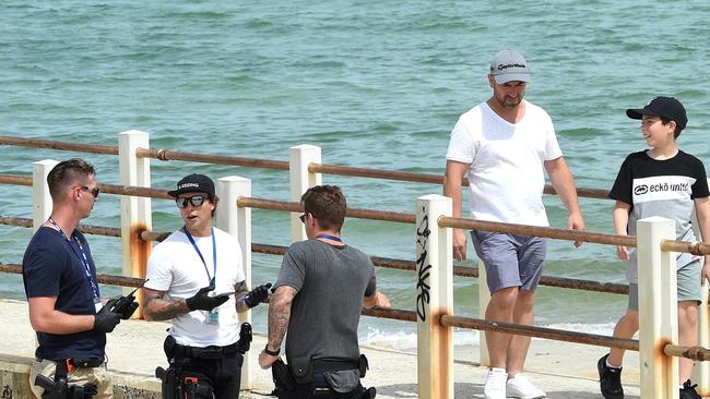 Police patrol Chelsea beach after gangs unleashed on beachgoers at Chelsea last year. Picture: Nicole Garmston