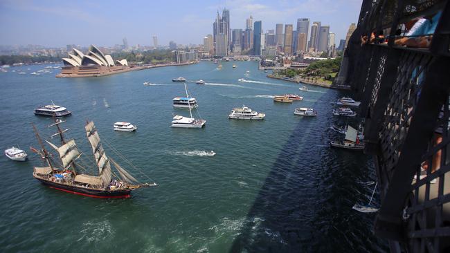 The traditional Australia Day tall ships race will not happen this year. Picture: AAP Image/Steven Saphore