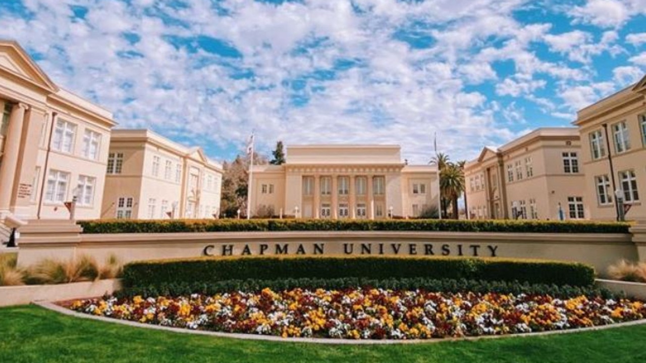 A female student at a US university fought off an attacker wearing a skeleton mask while two of her male peers rushed out of a window to help her. Picture: Facebook