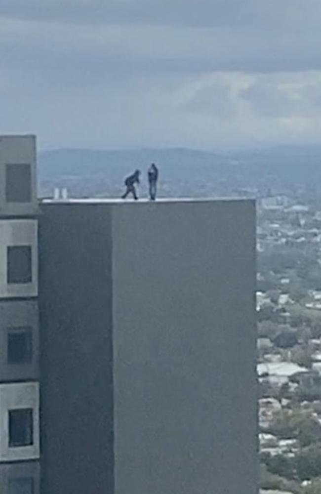 A skateboarder has turned heads atop a skyscraper in Melbourne.