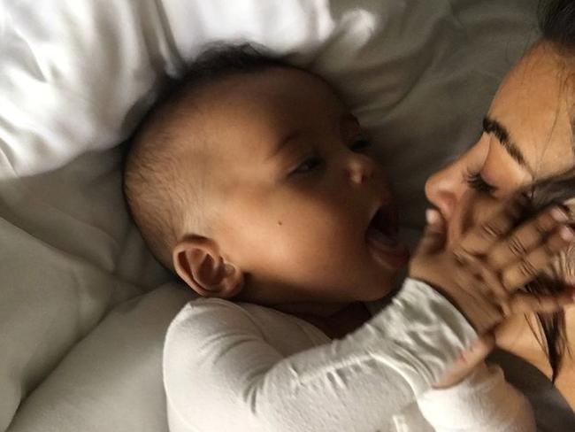 An intimate moment between Saint and his mum Kim. Picture: kimkardashianwest.com