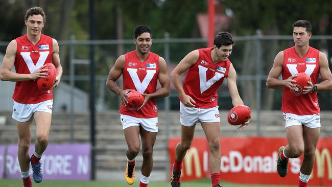 North Adelaide’s 2016 draft prospects Will Hayward, Kym LeBois, Ben Jarman and Jack Graham. Picture: Dean Martin