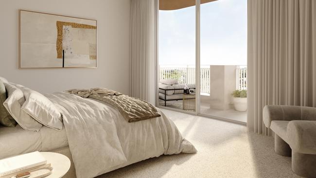 Artist impressions showing a bedroom inside The Esmond. Picture: SMFA Architects