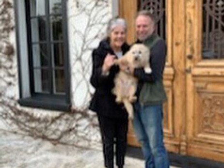 Ms and Mr Swale with their dog Rupert. Picture: Instagram