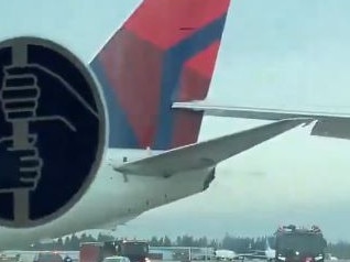 The Delta Airlines plane’s wing was sliced in the incident. Picture: Supplied