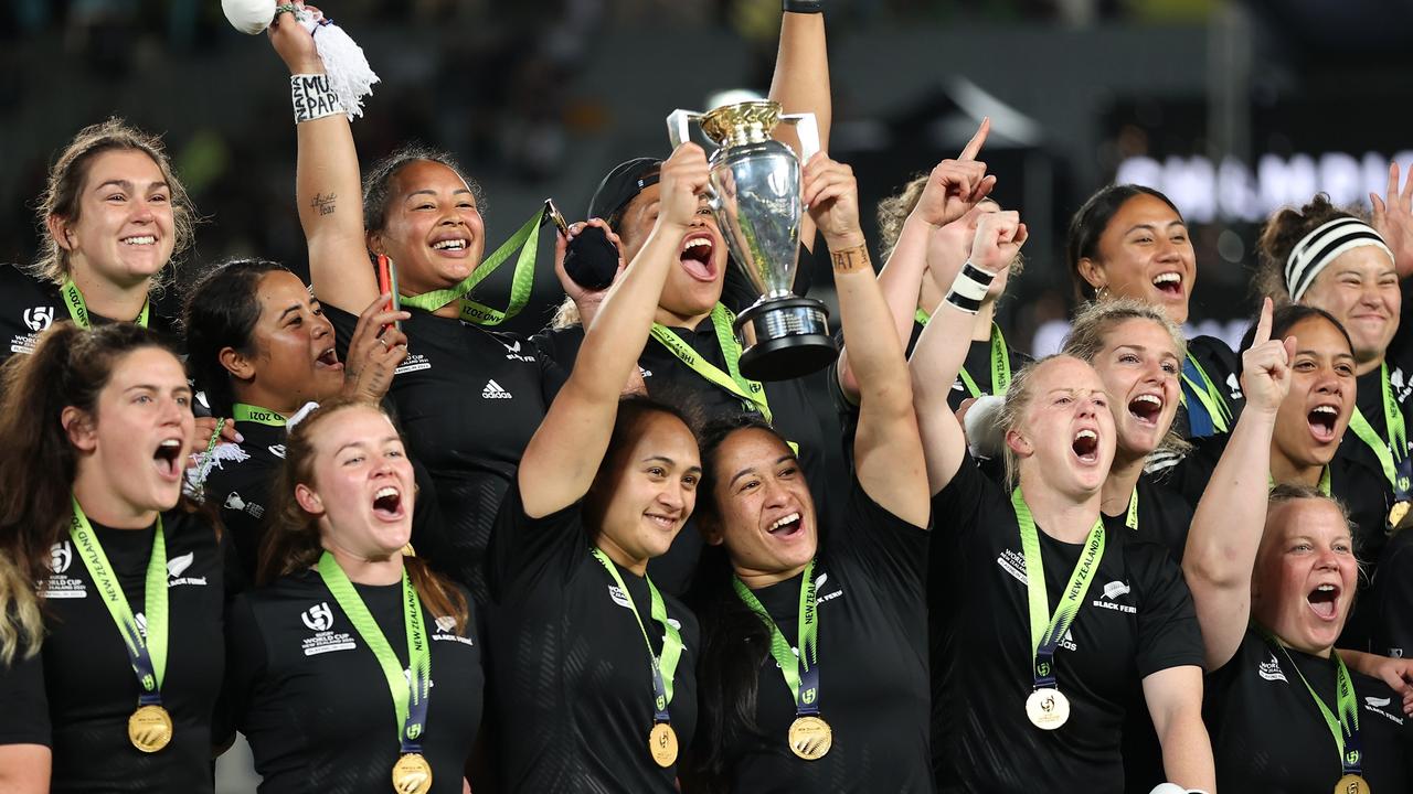 The Black Ferns celebrate their World Cup win. Picture: Phil Walter/Getty Images