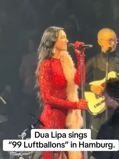 Dua Lipa wowed fans by singing a song entirely in German. Picture: TikTok