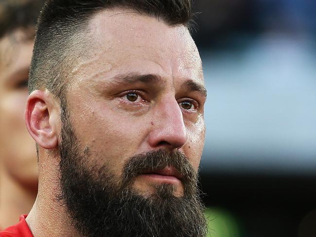 Sydney Swans' Nick Malceski after the Swans loss in the AFL Grand Final 2014 Sydney Swans v Hawthorn at the MCG. pic. Phil Hillyard