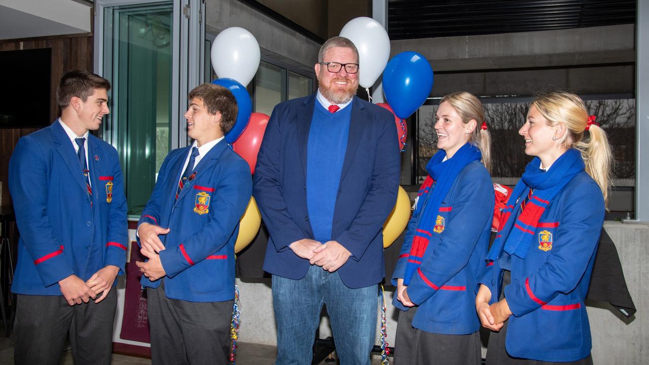 Downlands College Head of Rugby Garrick Morgan with captains (from left)Rhys Chadburn, Connor Day, Jessica Fitzgibbons and Erin Chandler at the Downlands Long Lunch. August 5th, 2022