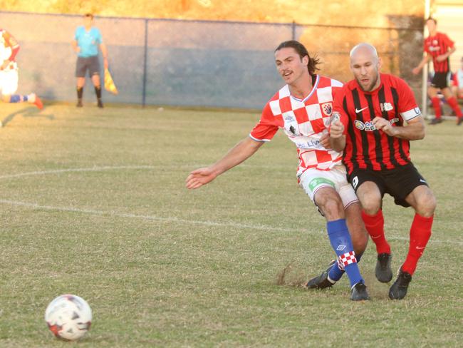 Oskar Dillon (left) playing for Gold Coast Knights this year. Picture: Mike Batterham