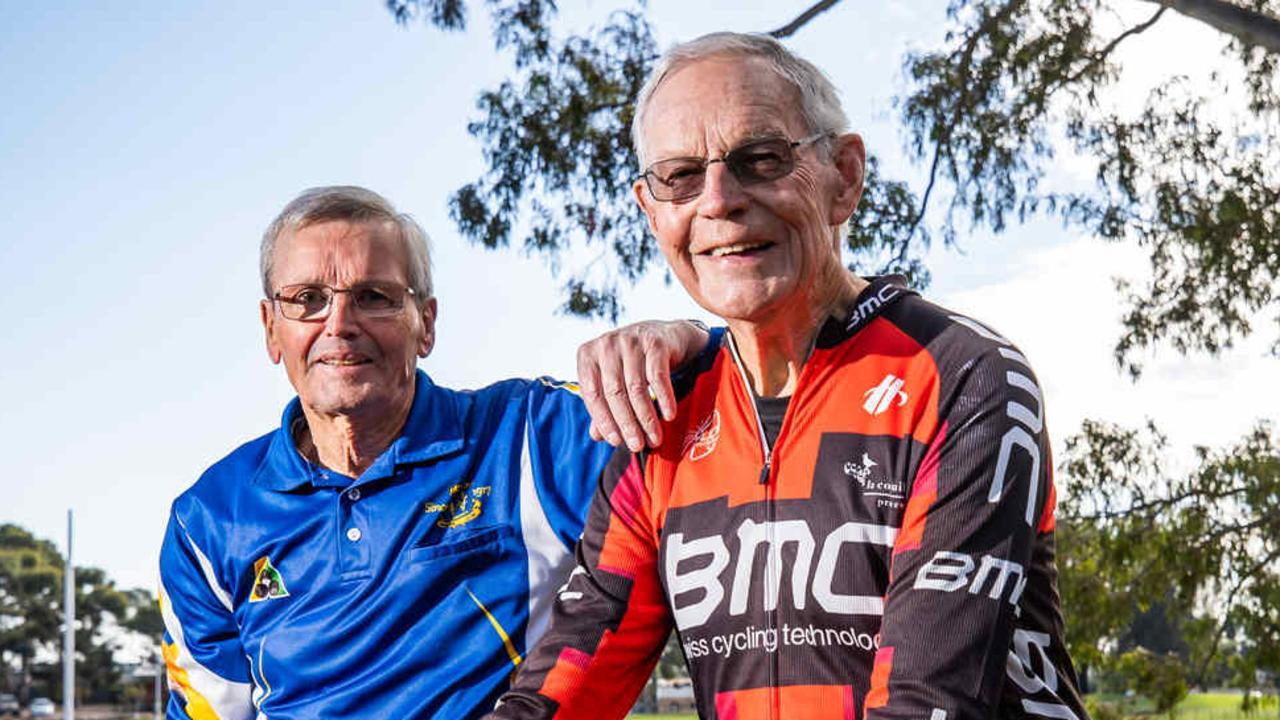 Two cancer patients Ian Hart and Graham Page with the same type of cancer, one had to pay (over $70,000) and the other didnÃt, thanks to an inequitable Government funding model. Pictured on May 4th, 2024, at Magill.
Picture: Tom Huntley