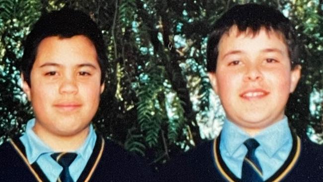 Labor candidate Matthew Marozzi (left) with Liberal Minister Vincent Tarzia as kids: Supplied.