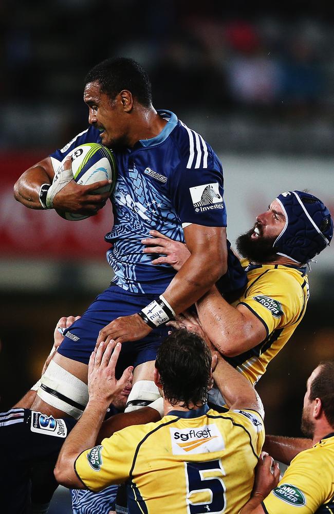 Jerome Kaino of the Blues wins a lineout ball. He won’t take on the Crusaders this weekend.