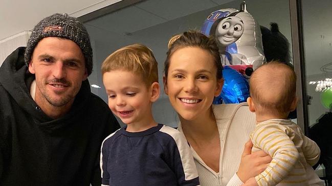 Scott and Alex Pendlebury with son Jax and daughter Darcy