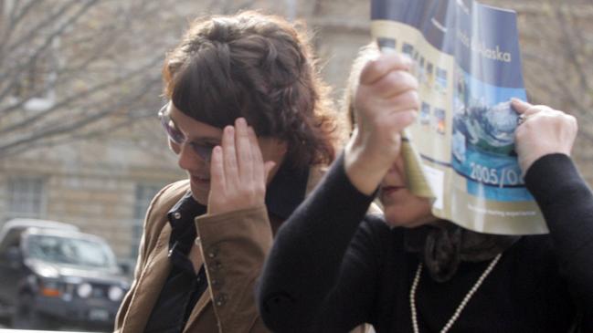 Sarah Jayne Vercoe, left, outside the Supreme Court Hobart