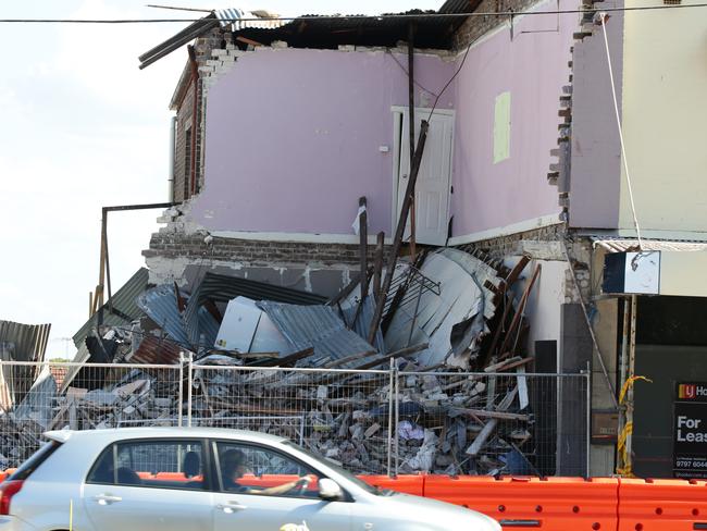 The collapsed building on Liverpool Rd, Enfield. Picture: Craig Wilson