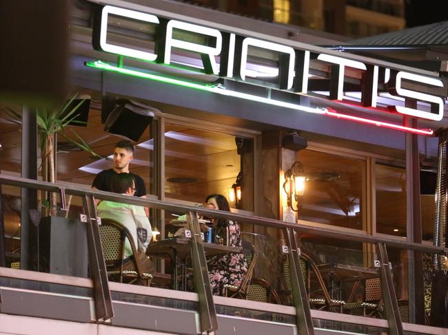 Police are investigating after a shot was fired in Darling Harbour's Harbourside center at or near Crinitis restaurant. Picture by Steve Tyson