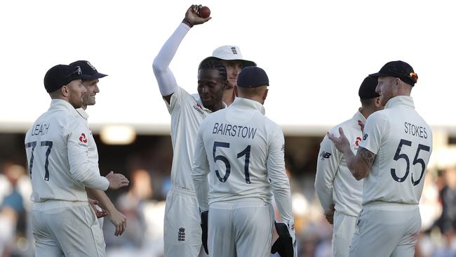 Jofra Archer salutes the crowd after a five-wicket haul. Picture: Getty Images