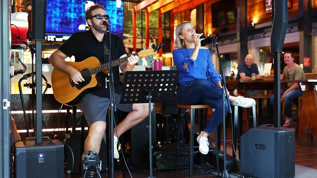 The group 3’s a Crowd band played at Rattle and Hum earlier this year, on the Cairns Esplanade. Band members Bree James performed with her husband Trent on guitar, Paul Furse on saxophone and flute. Picture: Brendan Radke