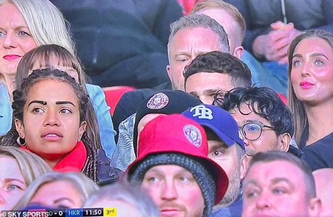 Mary Fowler and Nathan Cleary spotted at Old Trafford. Photo: Sky Sports.