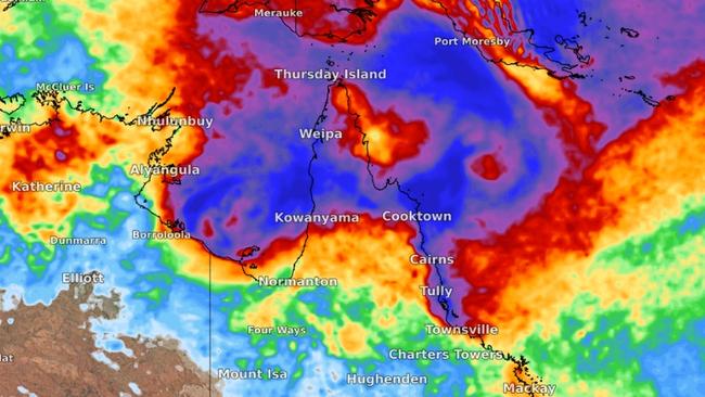 North Queensland is bracing for a drenching as a monsoon trough slams into the region bringing heavy rain and raising the risk of a tropical cyclone, amid further predictions of a higher risk of bushfires and heatwaves over the next seven months. Picture: Weatherzone via NCA NewsWire