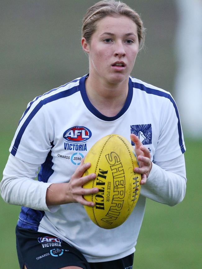 Olivia Purcell at Geelong Falcons training. Picture: Mark Wilson