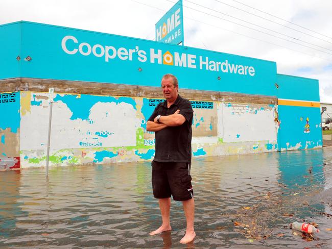 Cooper's Home Hardware owner Steve Cooper has understandably had enough of floodwaters. Photo: Max Fleet/NewsMail