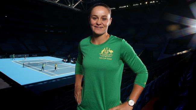 Ash Barty of Australia poses during a media opportunity ahead of the 2019 Fed Cup Final between Australia and France at RAC Arena on November 4 in Perth. Picture: Paul Kane/Getty Images