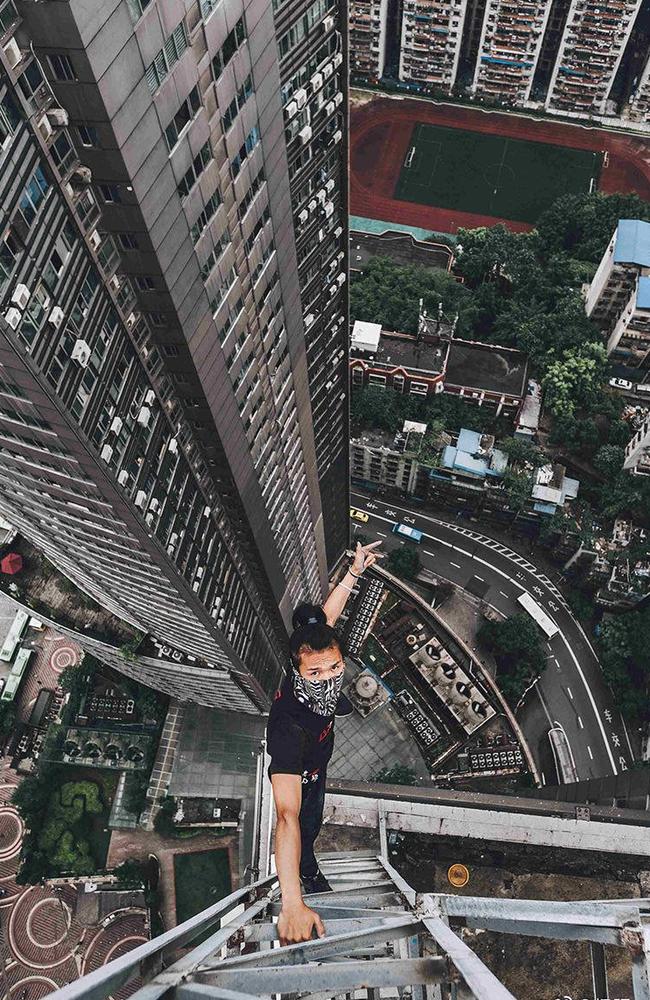 Wu Yongning in one of his many rooftopping images. Picture: Weibo