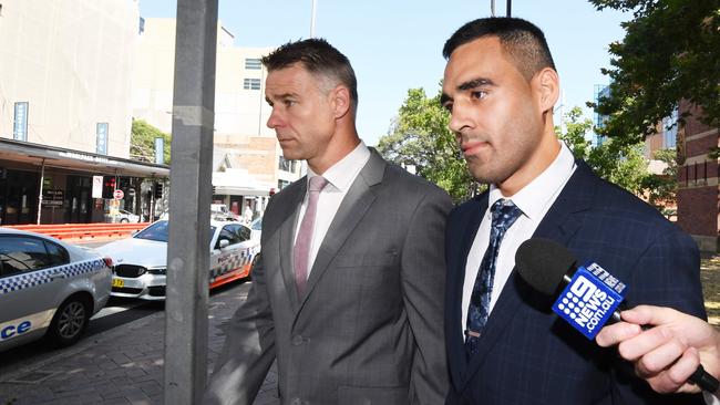 Penrith Panthers NRL player Tyrone May leaving Parramatta Local Court in January.