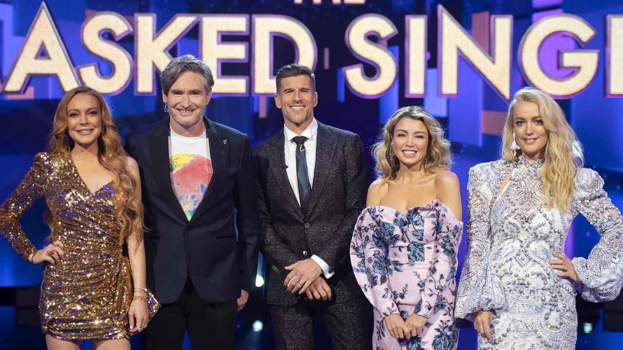 The Masked Singer judges with host Osher Gunsberg.