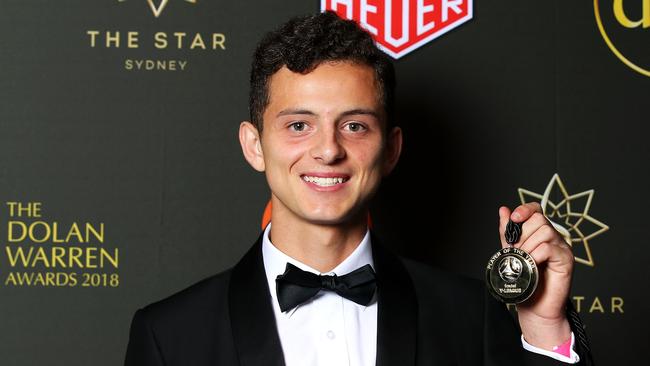 SA-born talent Louis D’Arrigo after winning the National Youth League player of the year for the 2017/18 season. Picture: Mark Kolbe/Getty Images