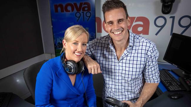 ADELAIDE, AUSTRALIA - Advertiser Photos NOVEMBER 4, 2022: Jodie Oddy and Andrew Hayes announced as Nova Adelaide's new breakfast team. Picture Emma Brasier