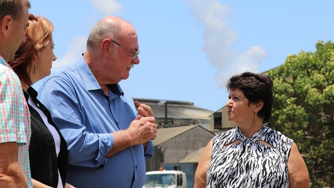 Federal MP for Leichhardt Warren Entsch speaking with Maryann Salvetti at the Mossman Mill. Picture: Gizelle Ghidella