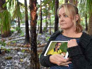 NOT FORGOTTEN: Sandra Moran holds an image  of her son Jaie who committed suicide. Picture: Alistair Brightman