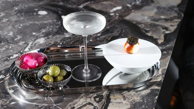 The pretzel caviar martini. Picture: Rebecca Michael